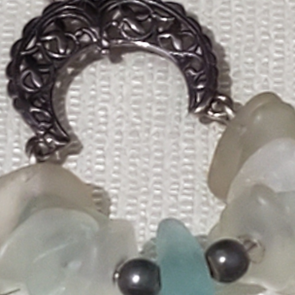 Beach glass pendant with sterling necklace